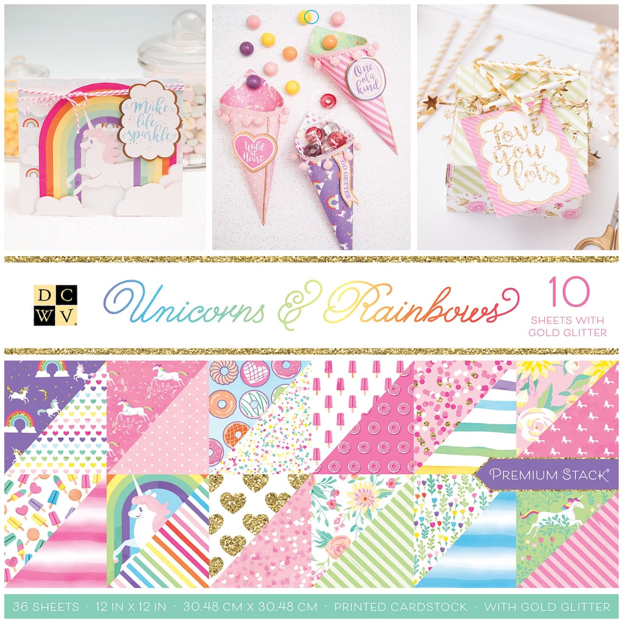 DCWV® 12" x 12" Unicorn & Rainbow Cardstock Stack, 36 Sheets